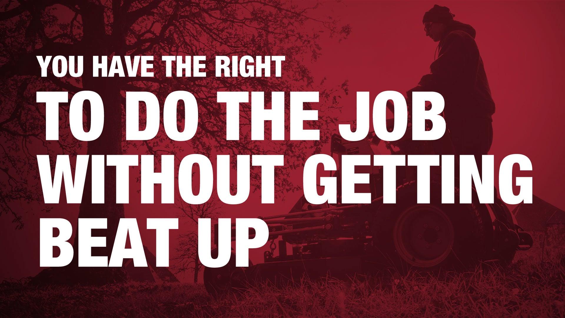 video thumbnail of man on mower with red overlay