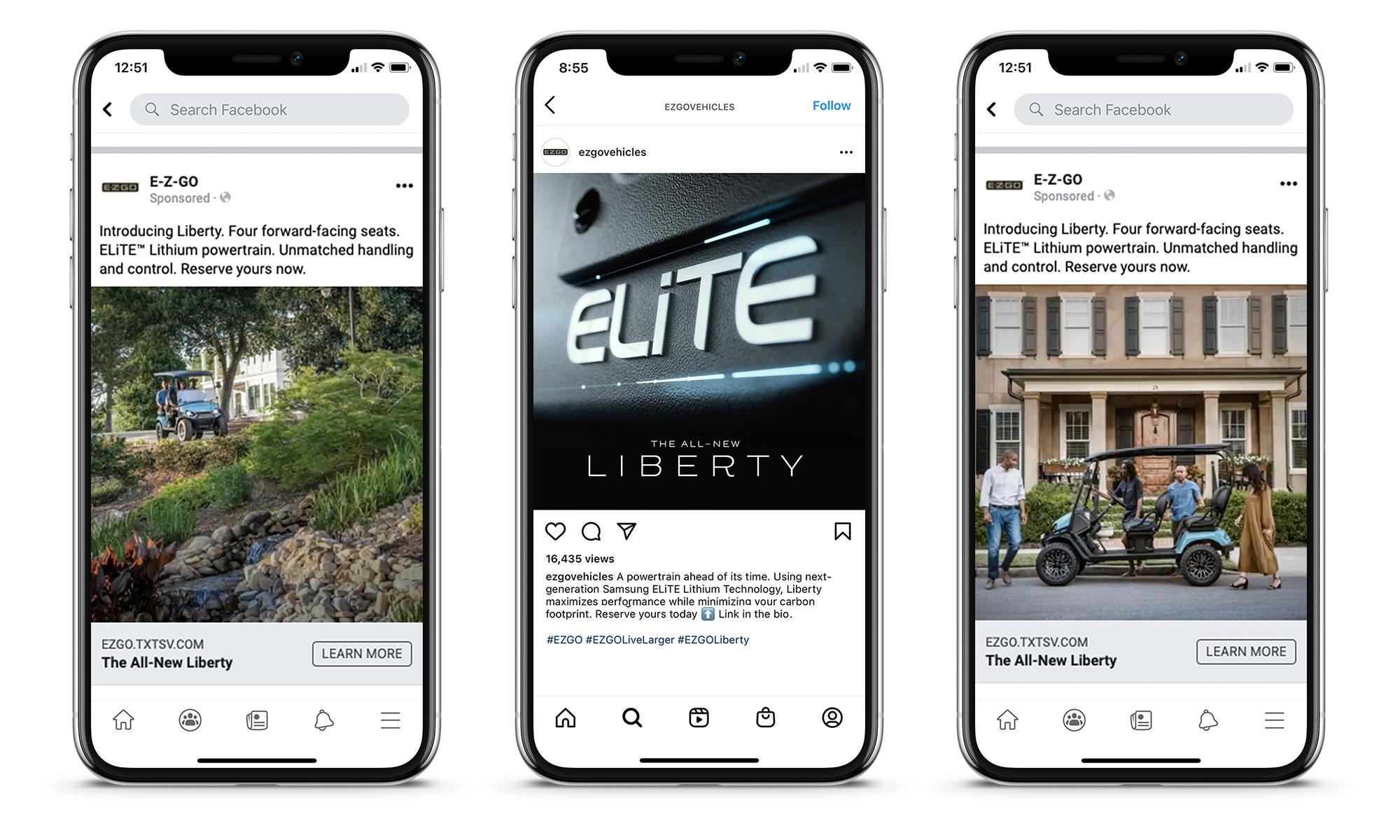 Liberty golf cart facebook carousel on phone