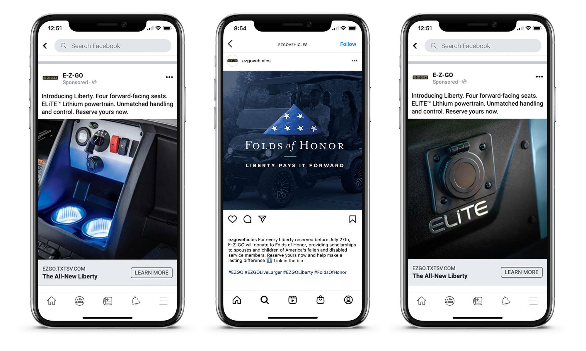 Liberty golf cart facebook carousel on phone