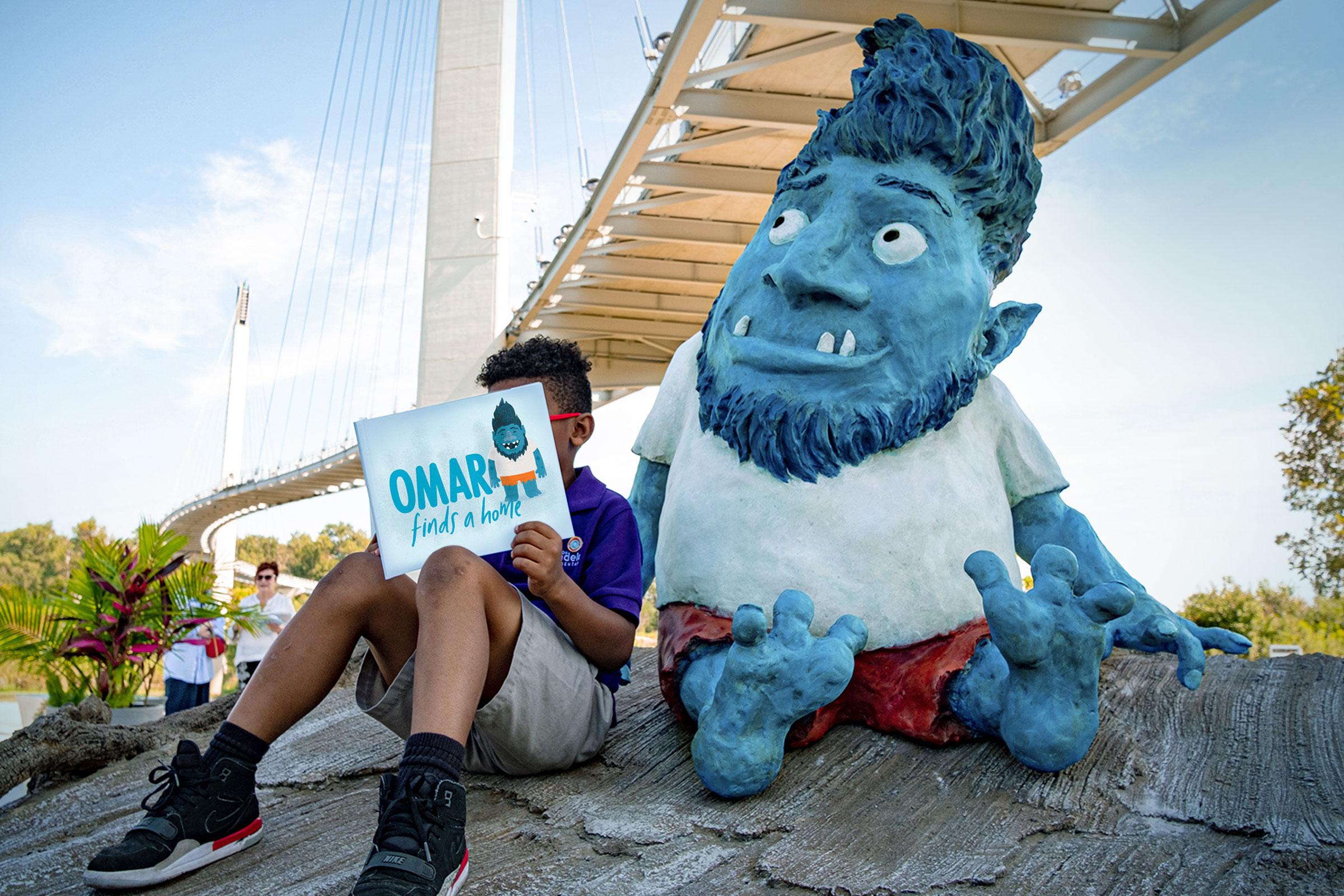 Statue of Omar under the Bob Kerrey Pedestrian Bridge